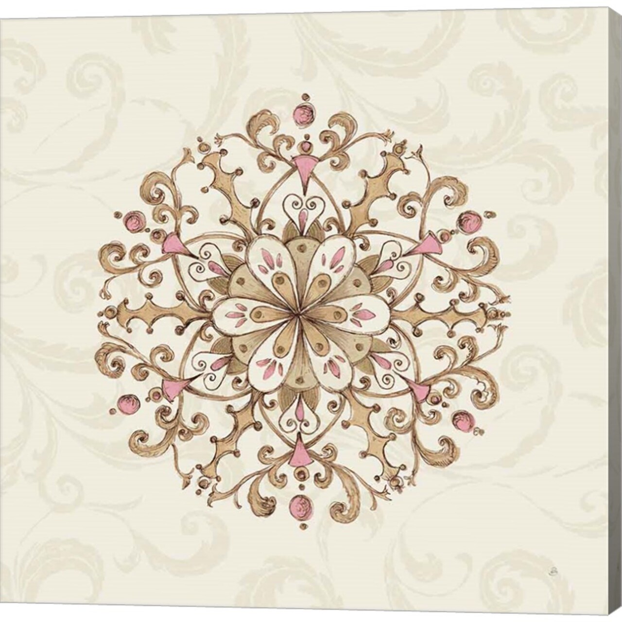 Elegant Season Snowflake III Pink by Daphne Brissonnet 12" x 12" Canvas Wall Art
